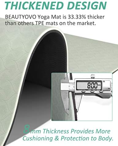 Tapete de ioga com cinta, 1/3 polegada de tapete de ioga extra espessa de 1/-sheafil, tapetes de ioga TPE profissional para homens, tapete para ioga, pilates e exercícios de piso