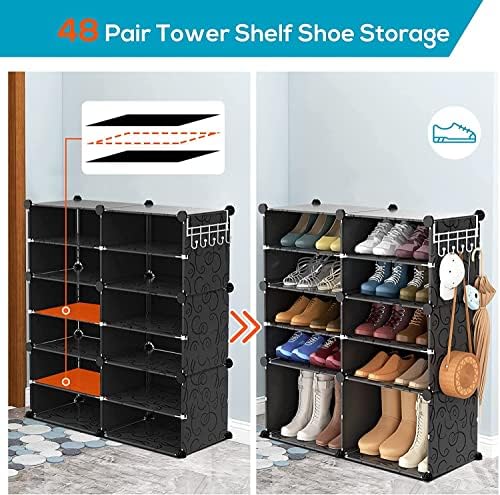 Vtrin Shoe Rack Organizador DIY 24 pares de sapatos de torre para botas Slippers Closet Organizadores e armazenamento com portas para entrada
