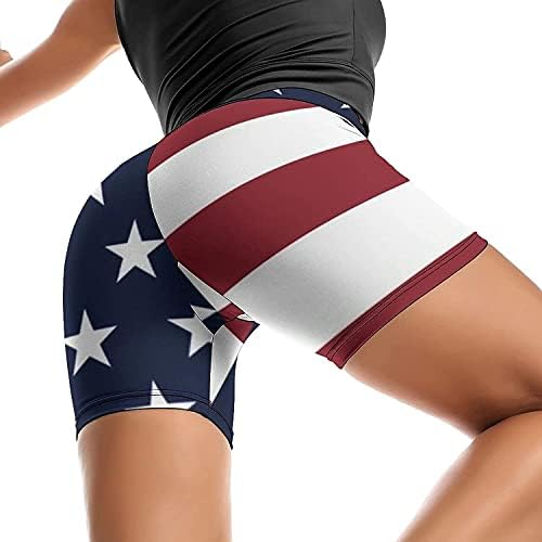 Ioga feminina curta bandeira nos EUA 4º julho shorts patrióticos shorts cruzados de cintura