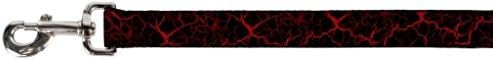 Coleira de estimação de fivela - mármore preto/vermelho - 6 pés de comprimento - 1,5 de largura