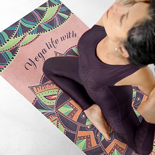 Mat de ioga personalizada, Mandala Gentle, Pilates Pad, Ornamentos étnicos Tapete de exercícios, 27 x72, Y-57