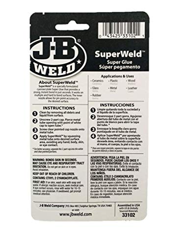 J -B Weld 33120H Superweld Glue - Clear Super Glue - 20g