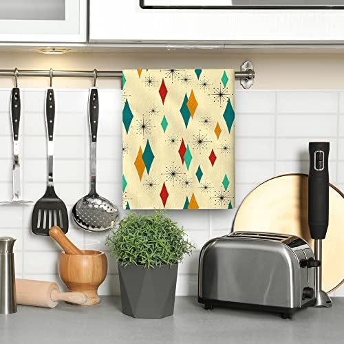 Bapcoku Modern Century Modern Retro Toalhas de cozinha Conjunto decorativo Roupas de prato absorvente 2 peças geométricas geometria