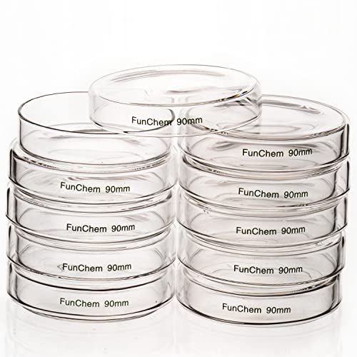 DB11 Funchem Glass Petri Plandes, pratos de cultura de células de vidro autoclavíveis de laboratório com tampa clara, 60x15 mm, pacote