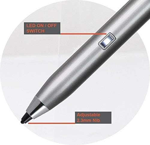 Broonel Silver Mini Fine Point Digital Active Stylus Pen compatível com o Teclast F5R PC 360 graus Rotatável 11,6 Tela de toque