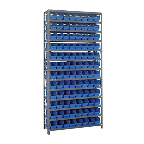 Sistemas de armazenamento quântico 1275-101BL Aço de prateleira de aço com caixas de prateleira de 4 , 12 d x 36 W x 75 h, azul