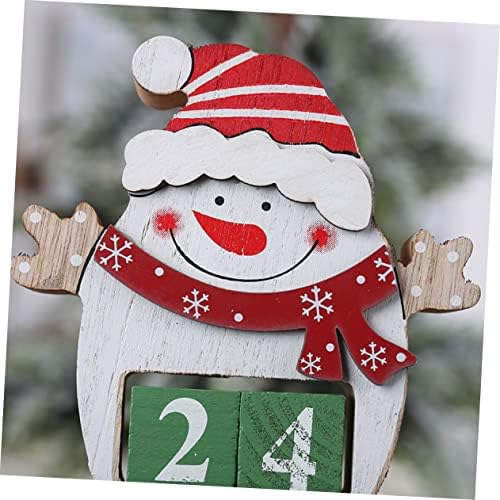 Besportble 2pcs calendário de contagem regressiva de madeira calendário calendário de calendário de xmas boneco de
