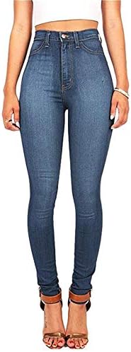 Andongnywell High Rise Butt Lift Skinny Jeans for Women High Casual Casual Solid Stretch Jeants com bolsos com zíper