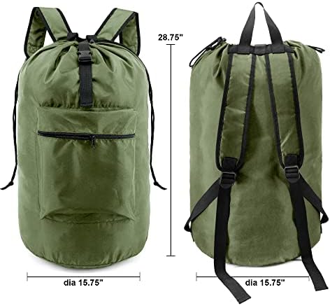 Backpack de lavanderia preta Beegreen Backpack extra 115l com alça de ombro acolchoada e bolsa de bolso dianteiro Bolsa de lavanderia