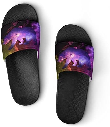 Galaxy Bear Unissex Home Slippers Sandálias de chuveiro de secagem rápida Sapatos não deslizantes
