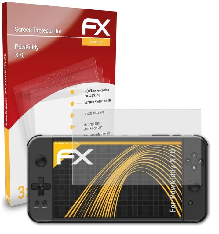 Protetor de tela AtFolix compatível com filme de proteção de tela Powkiddy x70, filme de protetor FX anti-reflexivo e absorvente de choque