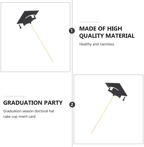Decorações de graduação em Valiclud 2023 Decorações de graduação 24pcs graduação 2021 Bolo de tampa significativo Inserção de bolo de papel para decorações de graduação em festa Fondant preto