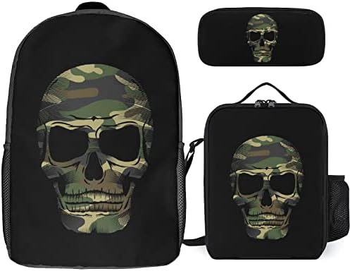 Camuflage Skull 3pcs Laptop Backpack Set