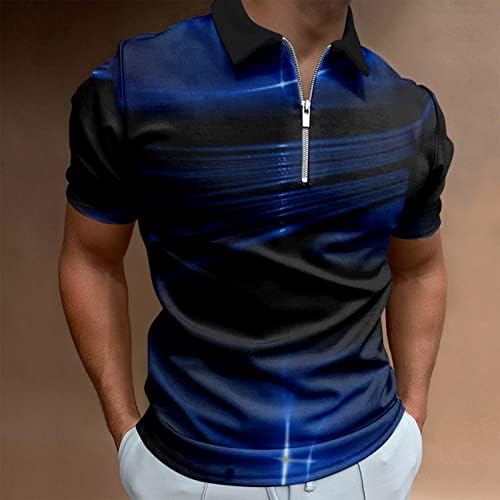 Camisa de pólo de estampa de estampa listrada de estampa listrada masculina Camisa pólo casual Casual Fit Collar Sleeve Camiseta de Golfe Camiseta Tops