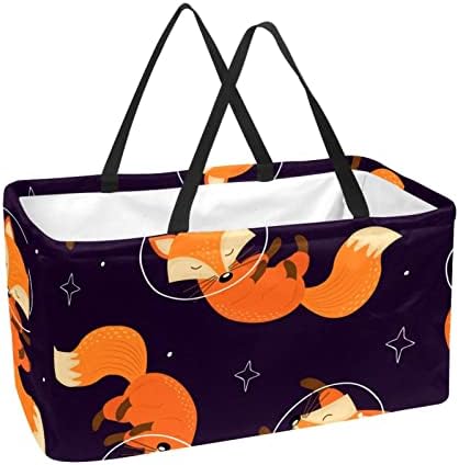 Cesta de compras reutilizáveis ​​fox fox portátil dobramento piquenique sacolas bolsas de cesta de lavanderia