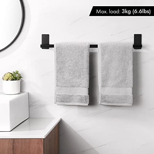 Barra de toalha preta kes 23,6 polegadas adesivas auto-adesivas, suporte de toalheiro de banho montagem na parede, toalha de toalha,