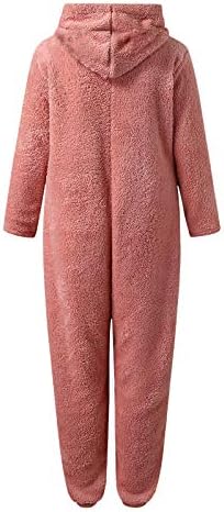 Meninas do maise pijama sherpa jumpuit inverno lã quente zip up up com capuz de peças de punho de punho