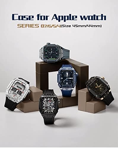 Ekins Precious Metal Watch Band ROTAFIT KIT para Apple Watch 7 8 Ultra 45mm Fluorine Rubber Strap+Case, Precious
