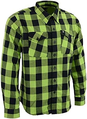 Nexgen Mng11632 Men's Black and Neon Green Slave Long Cotton Flannel