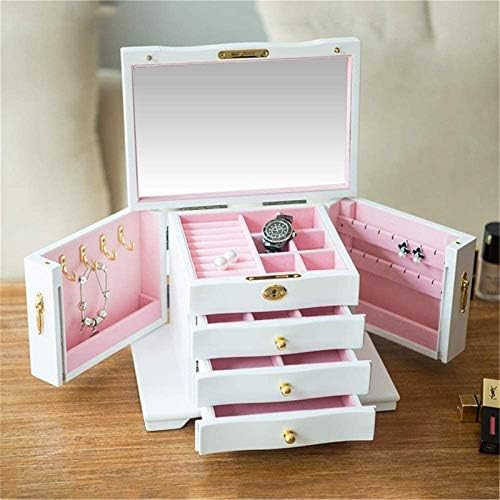 Caixa de armazenamento de jóias Caixa de jóias Organizador mostra a caixa de jóias de couro de trave