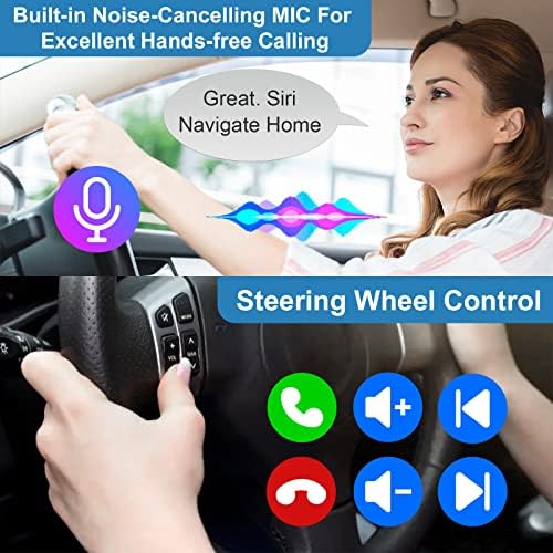 Double Din Car CarPreo Carplay Android Auto, 7 polegadas de controle de voz de controle de voz completo de controle de voz com Bluetooth, link de espelho, controle do volante, FM, USB/AUX