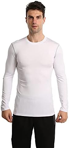Camisas de compressão de manga longa para homens 3 pacote de proteção solar camiseta no topo do verão treino seco futebol de