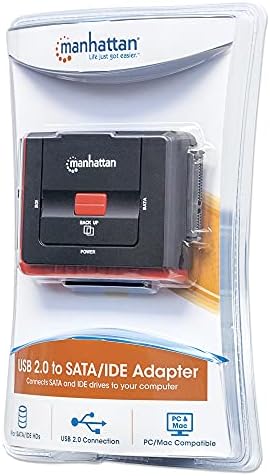 Manhattan SATA / IDE para USB 2.0 Cabo do adaptador de disco rígido -com backup de armazenamento de um toque -conversor externo para transferência de dados SSD / HDD, suporta UASP -compatível com Windows, Mac, Linux -179195