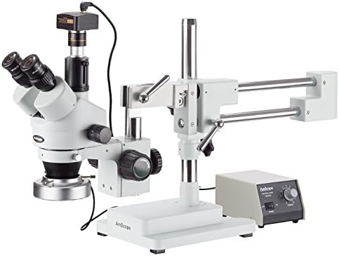 AMSCOPE SM-4TZ-80M-5M Microscópio de zoom estéreo profissional de estéreo profissional digital, oculares WH10X, ampliação de 3,5x-90x,