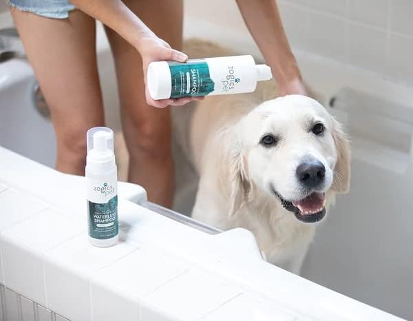Pacote de banho de animais de estimação zogics - desodorização de shampoo de cachorro e condicionador de cães e spray em retângulo,