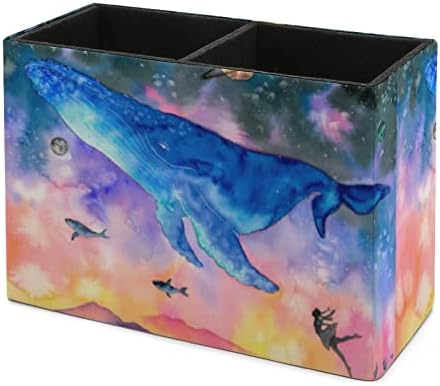 Mergulhar de baleia no espaço de fantasia PU couro de couro copo lápis porta -copo de mesa de mesa de mesa de mesa