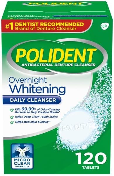 Polide Antibacterial Overnight Denture Cleanser Triplemint - 120 comprimidos