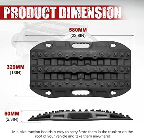 Bunker Indust Off Road Traction Boads, 2 PCs curtos tapetes de tração de recuperação para lama, areia, areia, rampas de neve preta