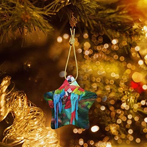 Dois papagaios coloridos 2022 pingente de cerâmica de Natal para decorar a árvore de Natal