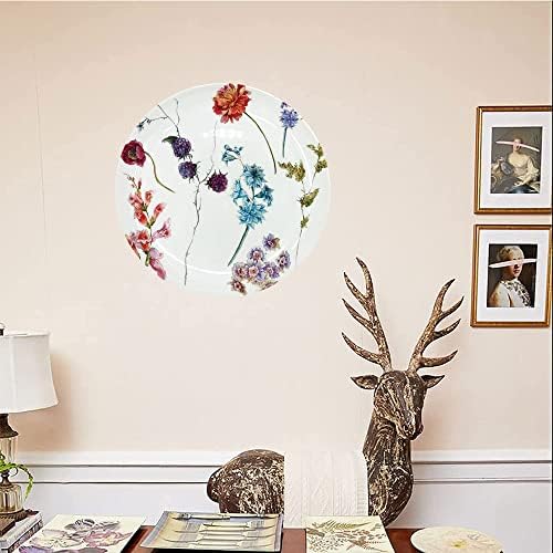 Ligutars Placa de exibição de cerâmica, prato decorativo de cerâmica em aquarela, flores silvestres coloridas de aquarela e raminhos