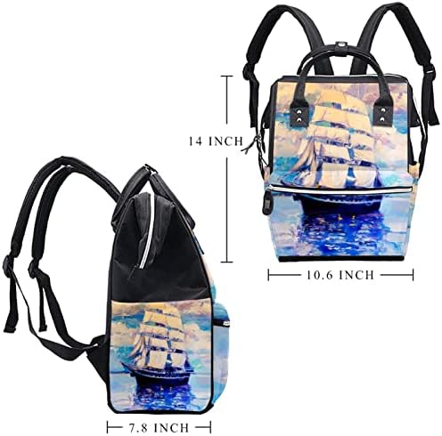 Abstract Art Art Azul Pintura a óleo velejo Backpack Backpack Baby Nappy Changing Bags Multi Função Bolsa de viagem de grande