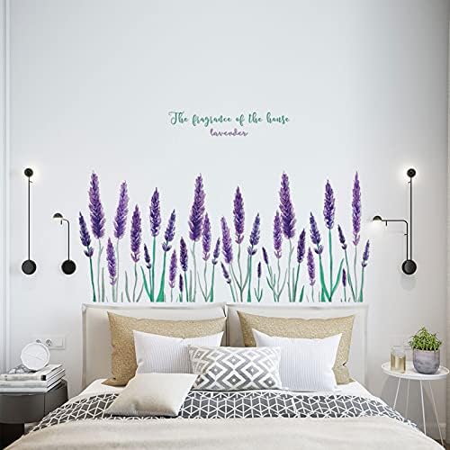Adesivos de parede de lavanda roxa planta floral decalques de janela floral decorações murais arte de parede adesivo decorativo