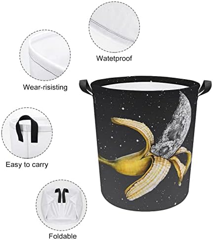 Lua Banana Banana Roupa de lavanderia dobrável com alças de lavagem Bin Dirty Clothes Saco para dormitório da faculdade,