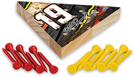 Rico Industries NASCAR Auto Racing Martin Truex Jr #19 Bass Pro Shops 2022 4,5 x 4 Viagem de madeira Pyramid Game - Jogos de Toy Peg - Triângulo - Família Diversão