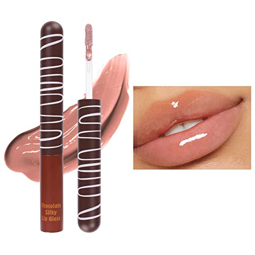 Xiahium Lip Gloss with Stoppers Glato de chocolate Hidratante hidratante hidratante hidratante não pegajoso e efeito de maquiagem