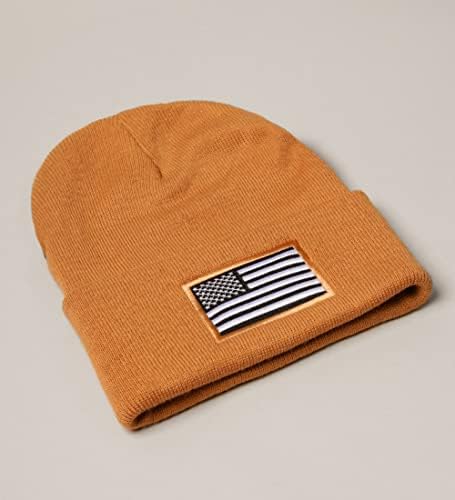 Mirmaru Men's American Flag American Bordado bordado Capinho de punho dobrado Capinho de gorro - confortável que quente e aconchegante chapéu de inverno