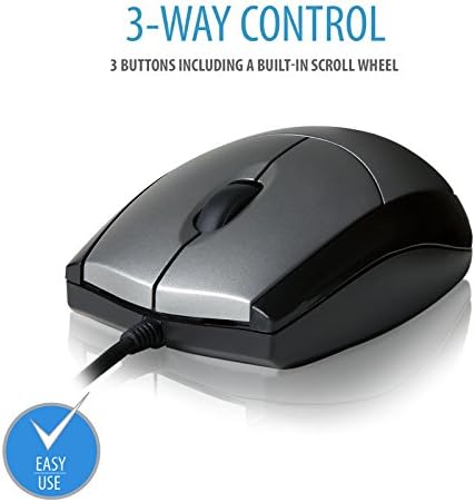 V7 Padrão Tamanho completo 3 Botão USB Mouse óptico com roda de rolagem para desktop e notebooks - preto