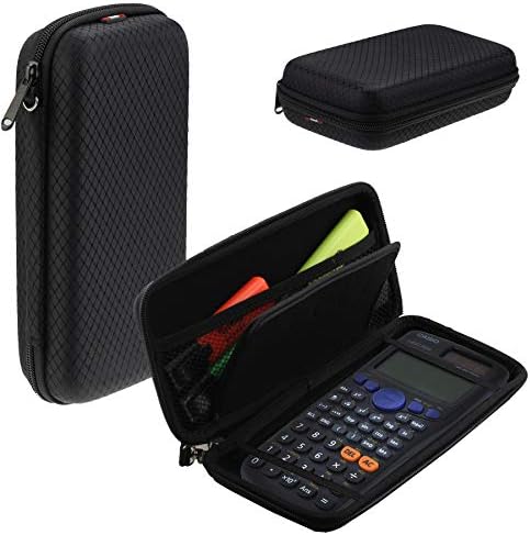 Calculadora de gráficos pretos Navitech Case/tampa dura com bolsa de armazenamento compatível com o Casio FX-85GTPLUSWESB-UH