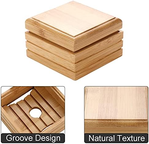 Caixa de sabão de madeira, 2pack Bamboo Soop Disish Bandejas de bandeja de armazenamento Rack Rack Rackt Craft Bathtub