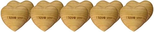 Decoração da floresta eu te amo decoração de madeira - 10pcs decoração em forma de coração ornamentos decorativos feitos à mão para casa e sala - Decoração de corações de casamento para casais ou cônjuges - gravado