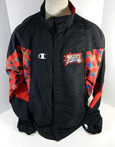1997-98 Philadelphia 76ers Jogo emitiu Black Warm Up Jacket 46 DP16216 - jogo da NBA usado