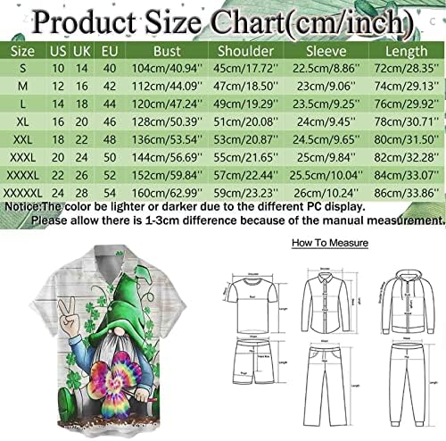 Dsodan St. Patrick's Day masculino Button Down Down Camisetas de manga curta Casual Tops Green Graphic Plus Tamanho Camisa de boliche