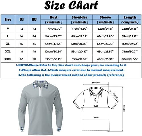 Wocachi 2022 Camisas de pólo para homens, manga longa de manga xadrez colarinho de golfe tops de rua de streetwear