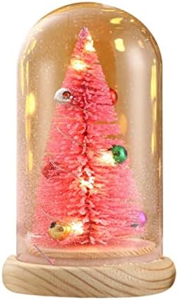 Mini Decorações de Árvore de Natal Miniatura de Árvore de Natal em Dome de Vidro com Luzes LED para Festa de Craft Diy Diy Diy Bolas