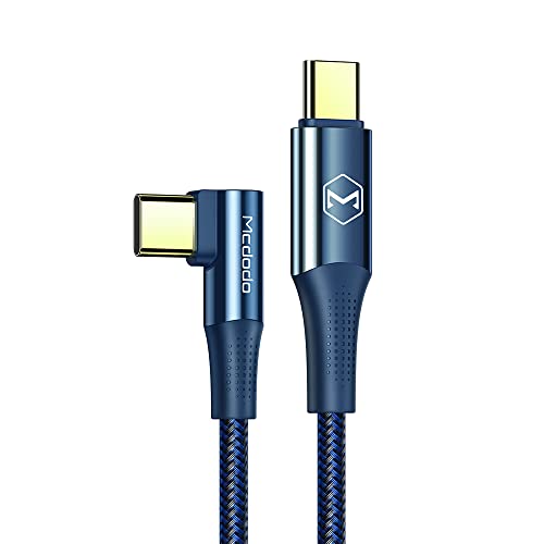 McDodo USB C para Cabo C USB, 3,9 pés/90 graus tipo C para Tipo C Tipo Cabo Super Rápido Cabo de Nylon de Nylon Compatível