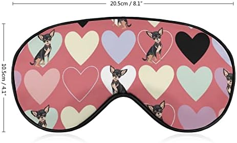 Funnystar Chihuahua corações de cor macia máscara de sono capa para os olhos para dormir bloqueios perfeitos com cinta ajustável